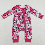 LR0896-- long sleeve smile flower heart baby sleeper