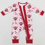 LR0804--long sleeve Valentine's Day cow baby sleeper