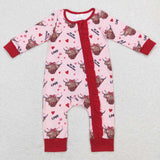 LR0804--long sleeve Valentine's Day cow baby sleeper
