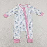 LR0836-- Easter rabbit pink girl zip sleeper