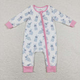 LR0836-- Easter rabbit pink girl zip sleeper