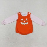 LR1703 Halloween embroidery  orange plaid top+ romper outfits