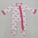 LR1770  long sleeve bow pink sleeper