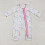 LR2158 Baby Girls bow zipper romper
