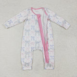 LR2158 Baby Girls bow zipper romper