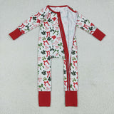 LR2203 baby girls long sleeve red green zipper romper