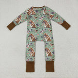 US LR2234 baby boys brown green hunting duck zipper romper