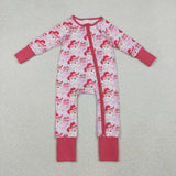 LR2243 baby girls Christmas Santa Claus zipper red romper