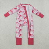 LR2243 baby girls Christmas Santa Claus zipper red romper