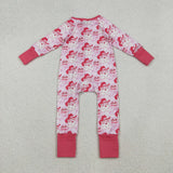 LR2243 baby girls Christmas Santa Claus zipper red romper