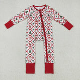 USA LR2248 baby girls Christmas bear zipper red romper