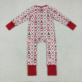 USA LR2248 baby girls Christmas bear zipper red romper