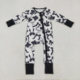7.24 USA LR2253 baby boys black bow zipper romper