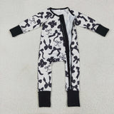 7.24 USA LR2253 baby boys black bow zipper romper