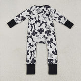 7.24 USA LR2253 baby boys black bow zipper romper