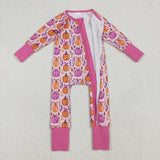 7.24 USA LR2270 baby girls rose purple pumpkin long sleeve zipper romper