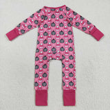 LR2467 baby girls checkered pumpkin zipper rose romper