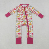 LR2468 baby girls colorful zipper rose romper