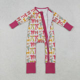 LR2468 baby girls colorful zipper rose romper
