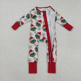 LR2489 baby boys Christmas flower zipper red floral romper