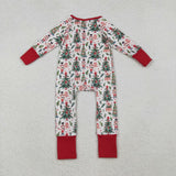 LR2507 baby girls Christmas Soldier tree zipper romper