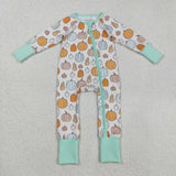 LR2565 baby boys Halloween pumpkin zipper romper