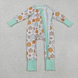 LR2565 baby boys Halloween pumpkin zipper romper