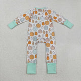 LR2565 baby boys Halloween pumpkin zipper romper