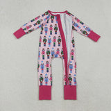 LR2598 baby girls Soldier rose zipper romper