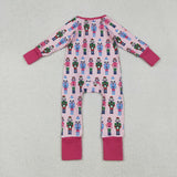 LR2598 baby girls Soldier rose zipper romper