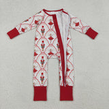 LR2633 baby girls Christmas Soldier zip red romper