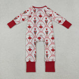 LR2633 baby girls Christmas Soldier zip red romper