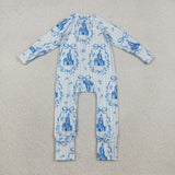 LR2661 baby castle zip blue romper