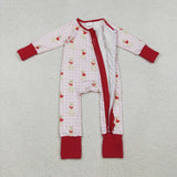 USA  LR2681 baby girls Valentine's Day puppy checkered floral zip romper