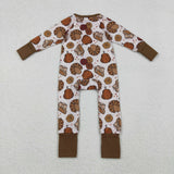 LR2690 baby Thanksgiving turkey zipper  romper