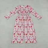 LR2713 baby girls Valentine's Day love heart bow long sleeve Jumpsuit