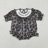LR2727 baby girls MAMA'S BESTIE smocked camo bow romper