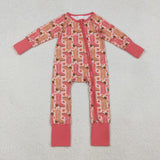LR2733 baby girls western boot long sleeve zipper romper