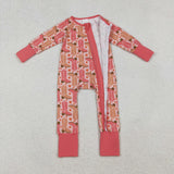 LR2733 baby girls western boot long sleeve zipper romper