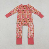 LR2733 baby girls western boot long sleeve zipper romper