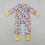 USA  LR2778 baby girls Valentine's Day zipper yellow long sleeves romper