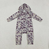 LR2811 baby boys camo long sleeves hooded zipper romper