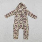 LR2812 baby boys camo long sleeves hooded zipper romper