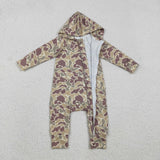 LR2812 baby boys camo long sleeves hooded zipper romper
