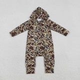 LR2826 baby boys camo long sleeves hooded zipper romper