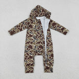 LR2826 baby boys camo long sleeves hooded zipper romper