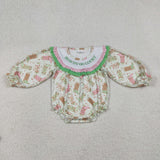 LR2840 baby girls St Patrick's HOWDY green long sleeves boot romper
