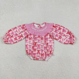 LR2842 baby girls Daddy's Valentine bow long sleeves romper