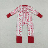 LR2884 baby girls Valentine's love flower long sleeves zipper red romper