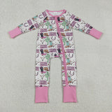 LR2945 baby girls cowboy boot long sleeves zipper romper